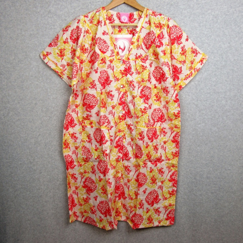 Womans Knee Length Night Shirt Snaps Pockets